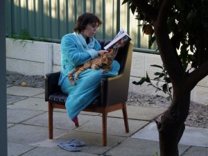 Heidi enjoying a graphic novel